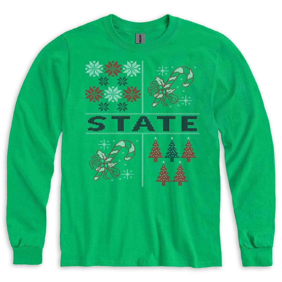 Kelly green long sleeve t-shirt State holiday wintry mix